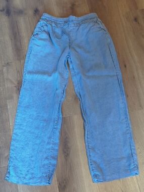 Cynthia Rowley Light Blue Wide-Leg Linen Trousers